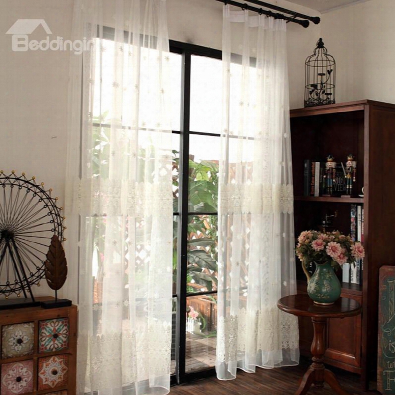 European Style Embroidery Custom Sheer Curtain