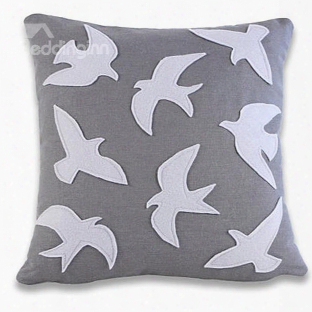 Free Flying Swallow Pattern Gray Background Pattern Throw Pillow