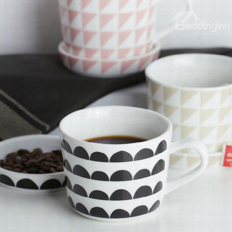 Fresh Ceramic European Style Geometric Pattern Coffee Mug