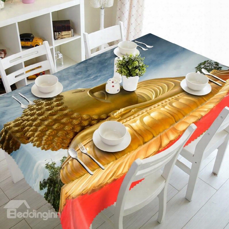 Golden Buddha Prints Design Dining Room Decoration 3d Tablecloth