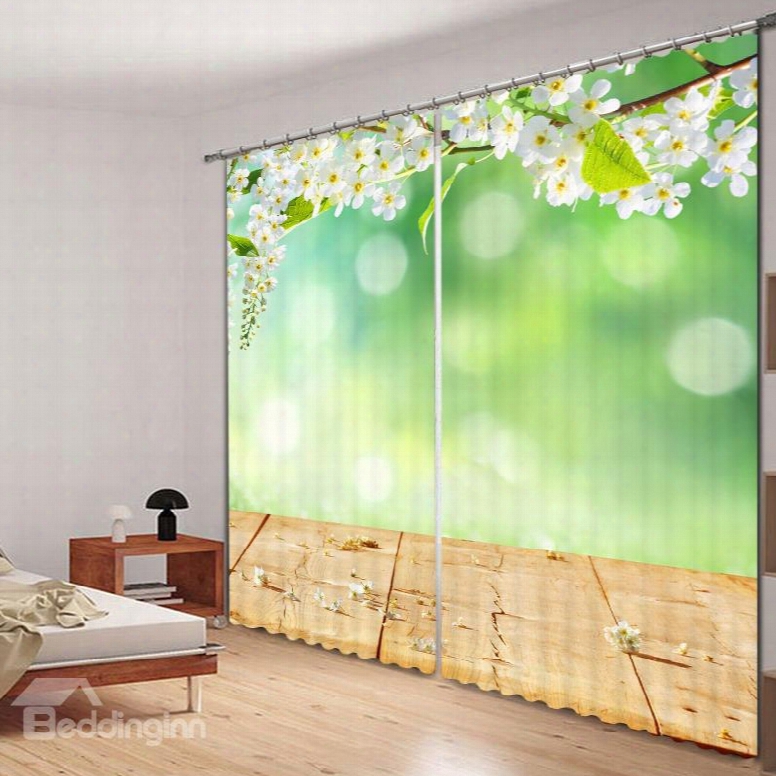 Graceful Spring Scenery Printed 3d Curtain