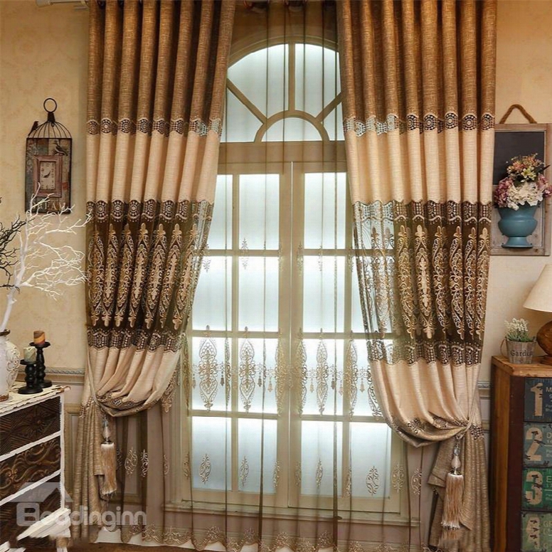 High Quality Chenille Materials 2 Panels Living Room And Bedroom Sheer Drapes