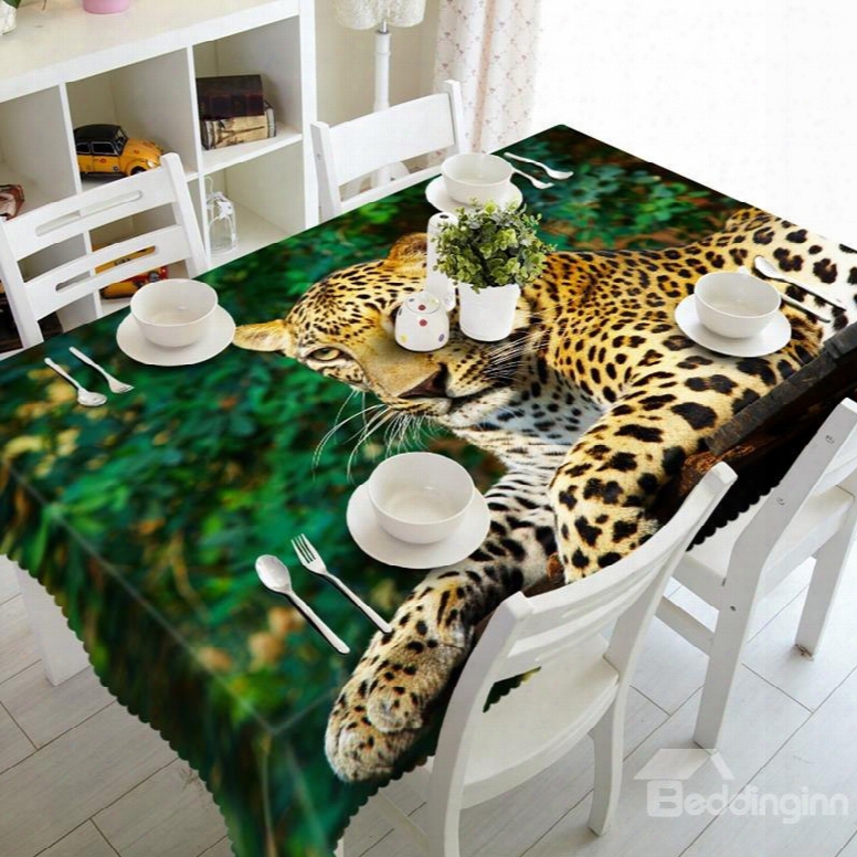 Lifelike Design Leopard Pattern Washable Home Decoration 3d Tablecloth