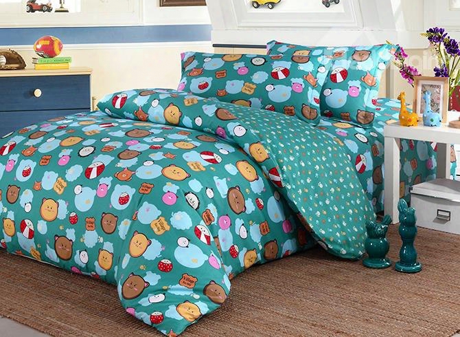 Lovely Bear Pattern Cotton 4-piece Duvet Cover Sets