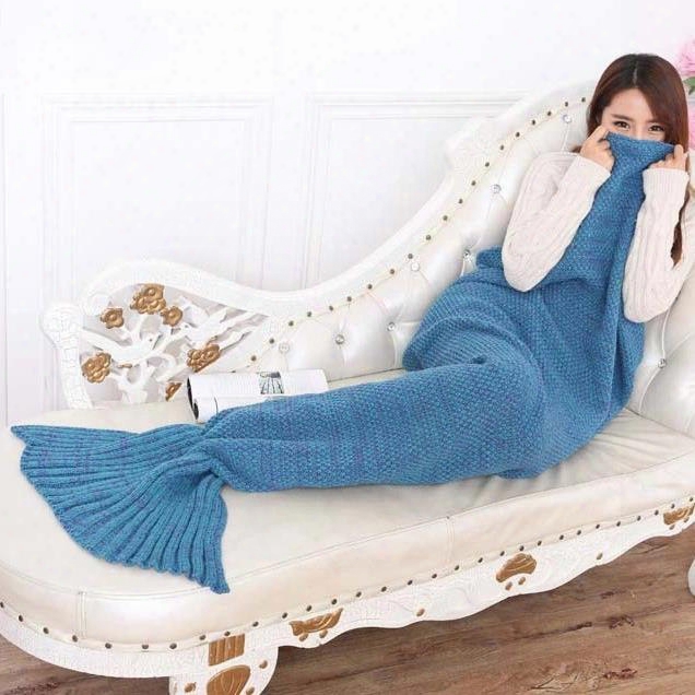 Lovely Design Knitted Blue Mermaid Tail Blanket