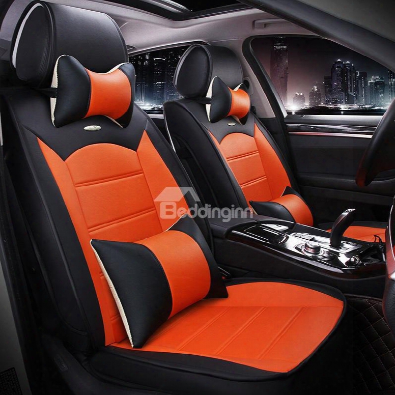 Luxurious Textured Design Contrast Color Leather Material Universal Car Seat Cover
