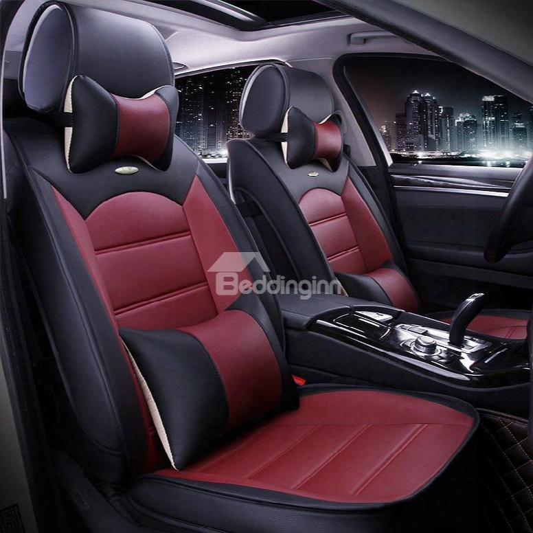 Luxurious Textured Design Popular Contrast Color Pu Leatherette Material Universal Five Car Seat Cover