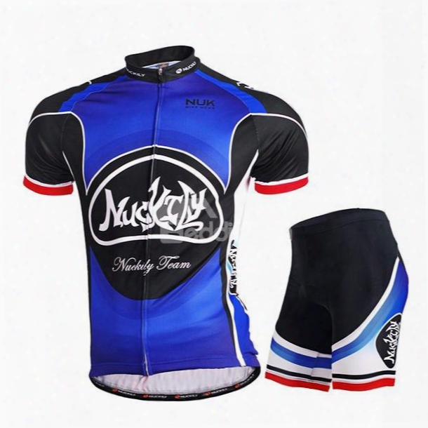 Male Blue Bike Quick-dry Short Sleeve Jersey With Full Zipper Quick-dry Cycling Suit