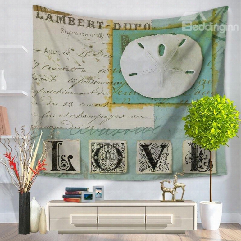 Mediterranean Style Sea Shells With Love Letters Decorative Death By The Halter Wall Tapestry