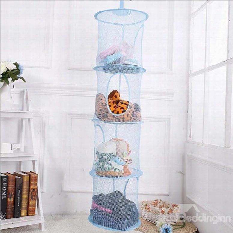 Mesh Hanging Storage With 4 Compartments Toy Hanging Storage Organizer