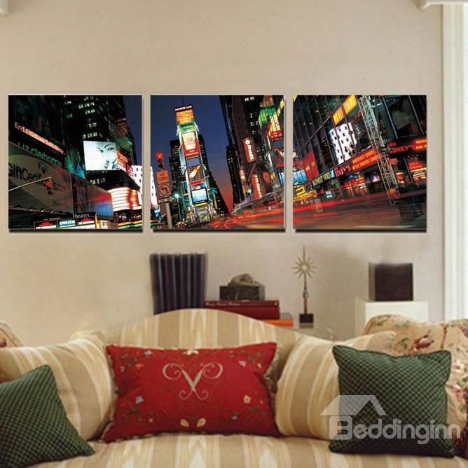 Modern City Scenery None Framed 3-pieces Canvas Wall Art Prints