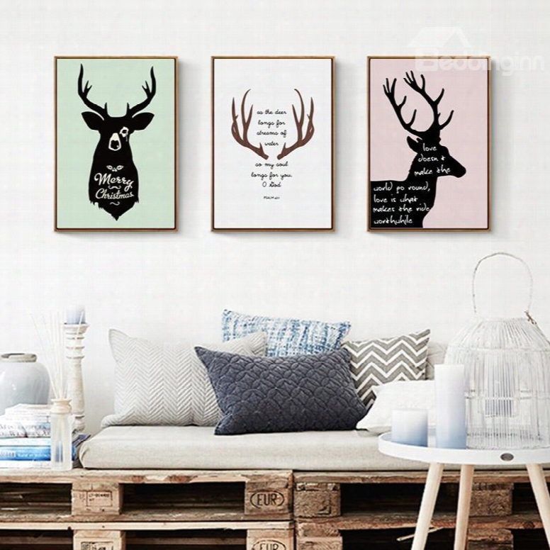 Modern Creative Deer Pattern Design Canvas  Framed Wall Art Prints