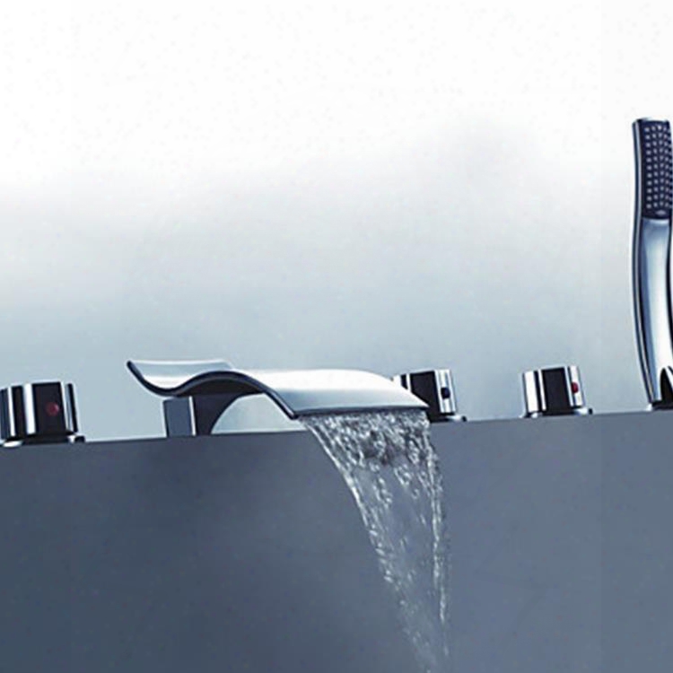 Modern Design Chrome Finish Widespread Waterfall Tub Faucet