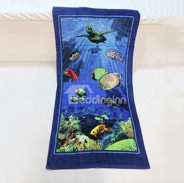 Mysterious Blue Ocean World 100% Cotton Batg Towel