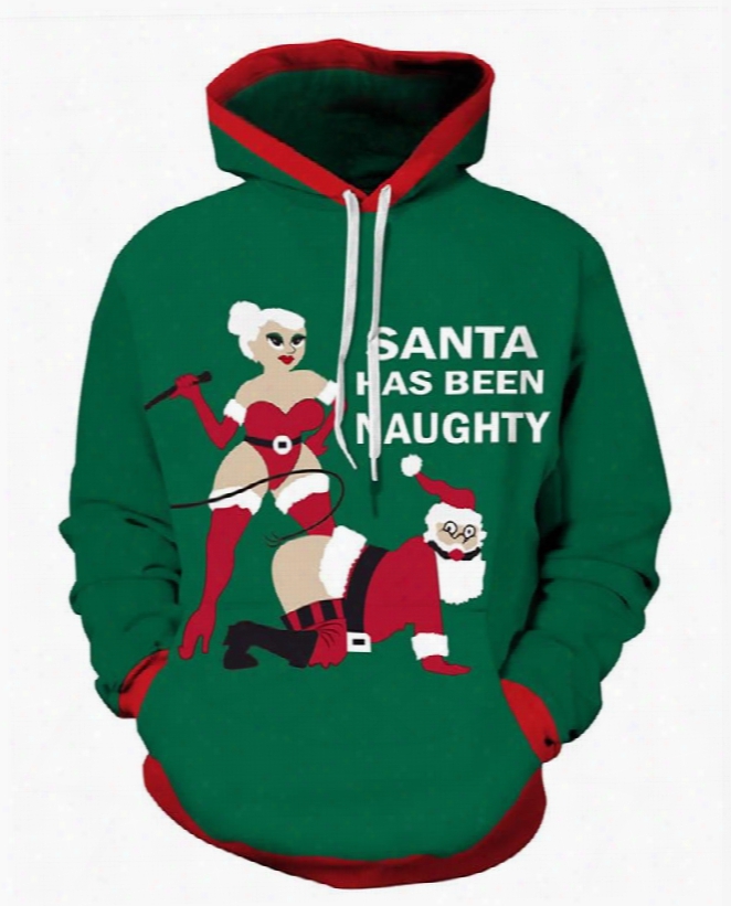 Naught Santa Christmas Long Sleeve 3d Pattern Hoodie