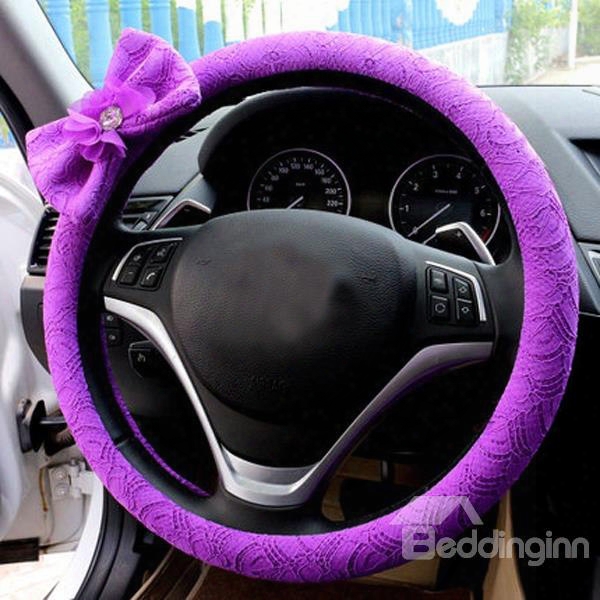 New Arrival Bow-knot Style Classic Purple Steering Wheel Cover