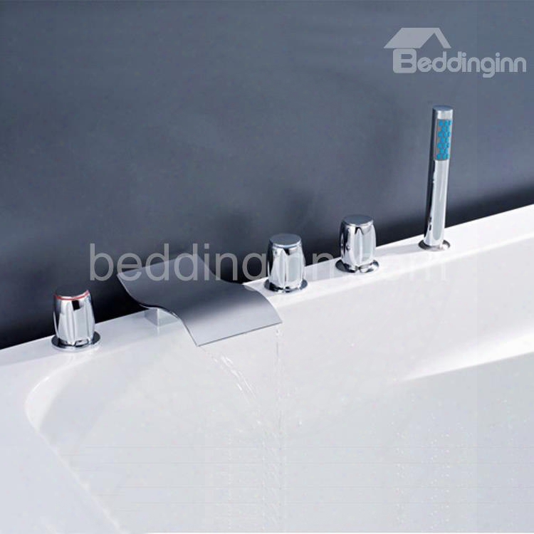 New Arrival Chrome Finish Three Handles Bathtubs Faucet