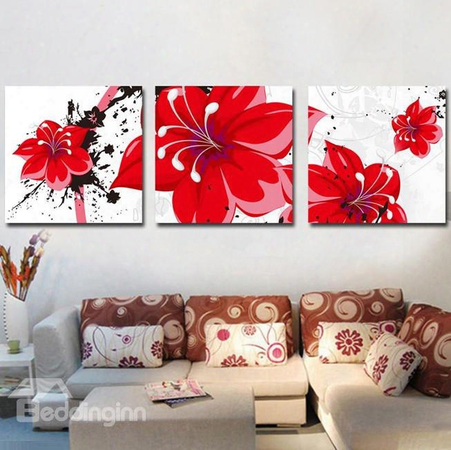 New Arrival Lovely And Fancy Red Flowers Canvas Wall Prints