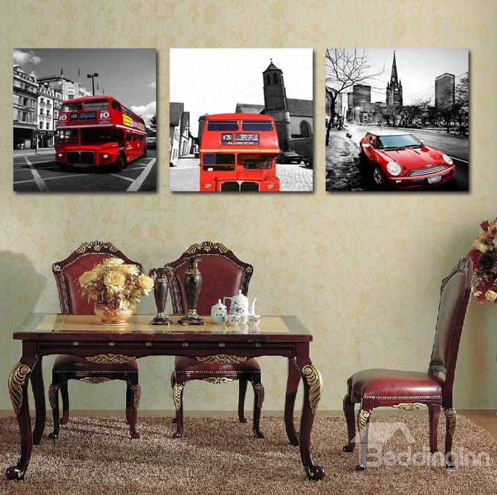 New Arrival Red Bhs And Cars Driving On The Streets Film Wall Art Prints