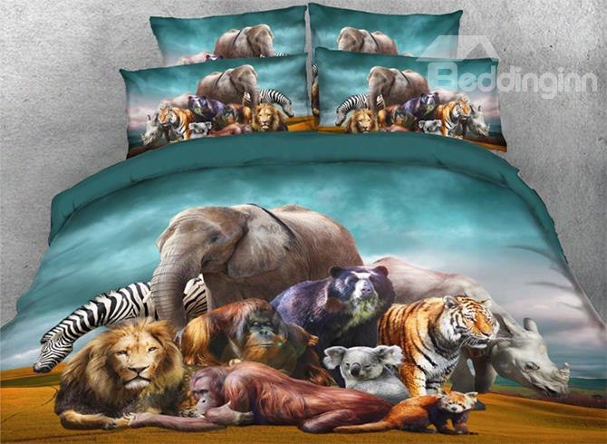 Onlwe 3d Natural African Safari Animals Printed 4-piece Bedding Sets/duvet Covers