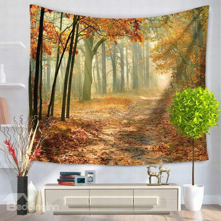 Photography Autumn Alley Landscape Yellow Forest Perspective Decorative Hanging Wall Tapestry