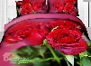 3D Dewy Red Rose and Green Leaves Printed Cotton 4-Piece Bedding Sets