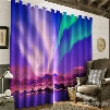 3D Rolling Mountains in Night Printed 2 Panels Decorative and Blackout Custom Curtain