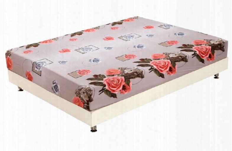 Quality Amazing Roses And Lifelike Leopard Print 3d Fitted Sheet