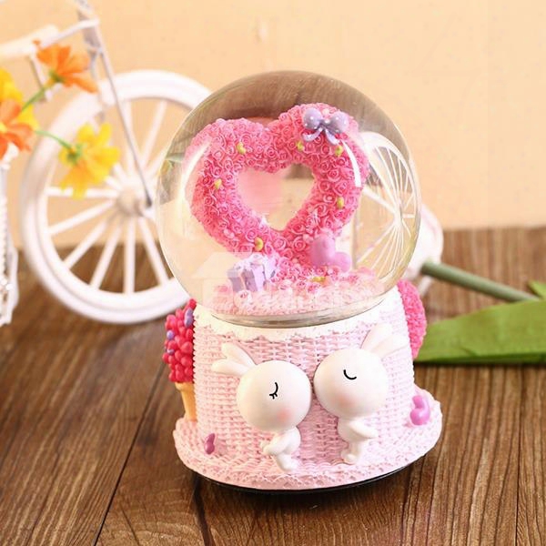 Romantic Heart Crystal Ball Resin Desktop Decoration