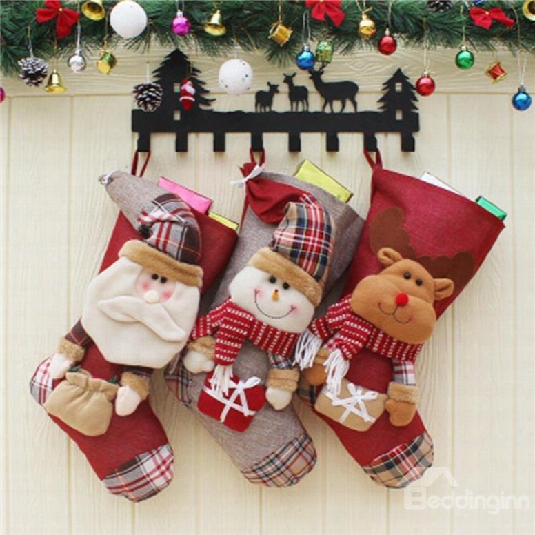 Room Decoration Classic Non-woven Fabric And Wool Christmas Stocking