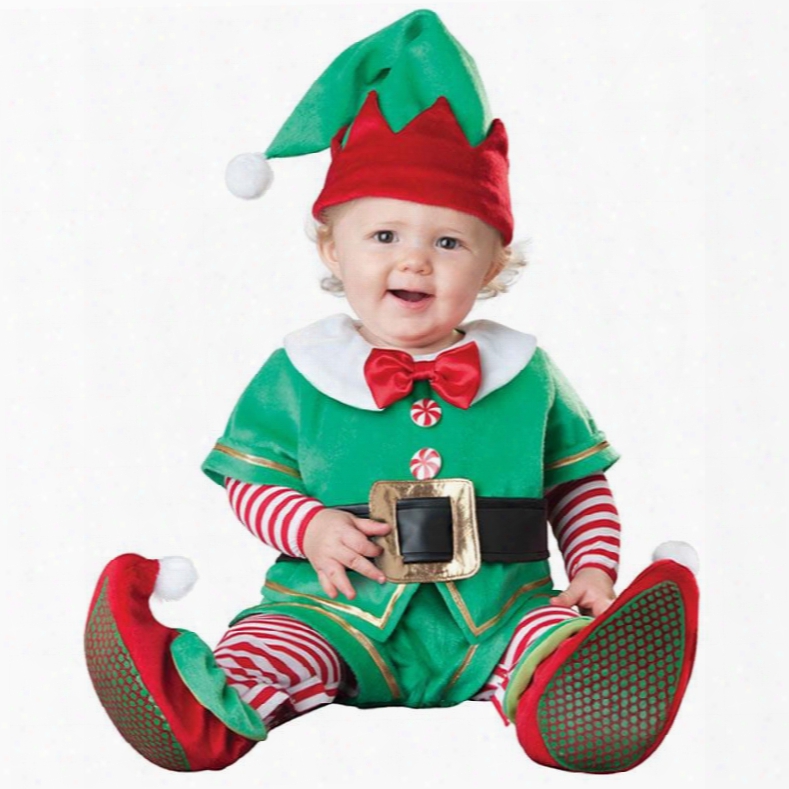 Santa Shaped Belt Decoration Polyester Green Baby Costume