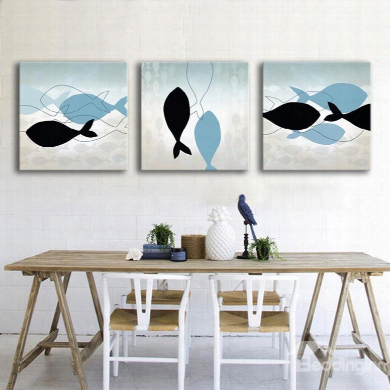 Simple Style Fishes Pattern Design Ready To Hang Framed Wall Art Prints