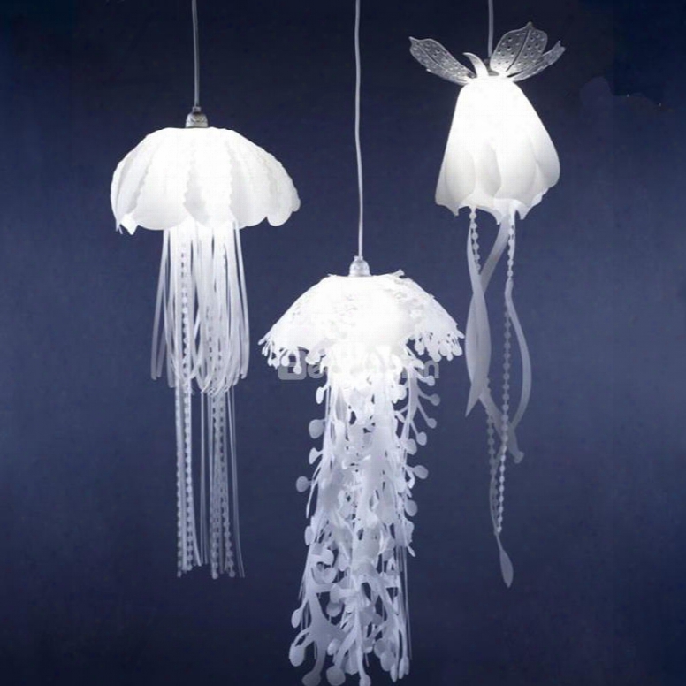 Simple Style White Jellyfish Shape Design Pvc Enironmental Led Pendant Light