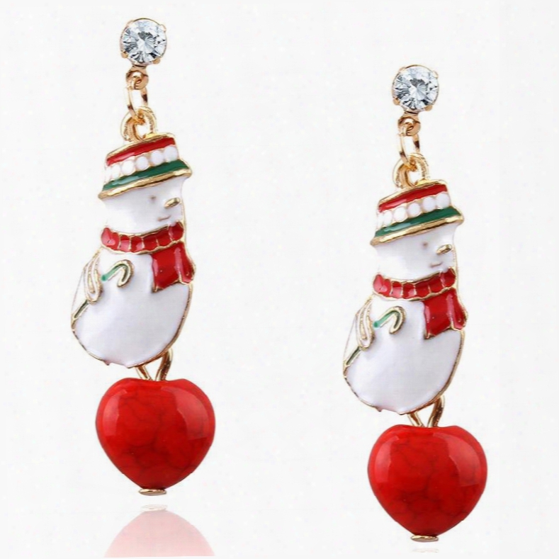 Snowman Shape Merry Christmas Adorable Earring