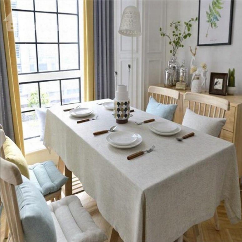Solid Beige And Gray Color Concise And Simple Home And Outdoor Table Cover Cloth