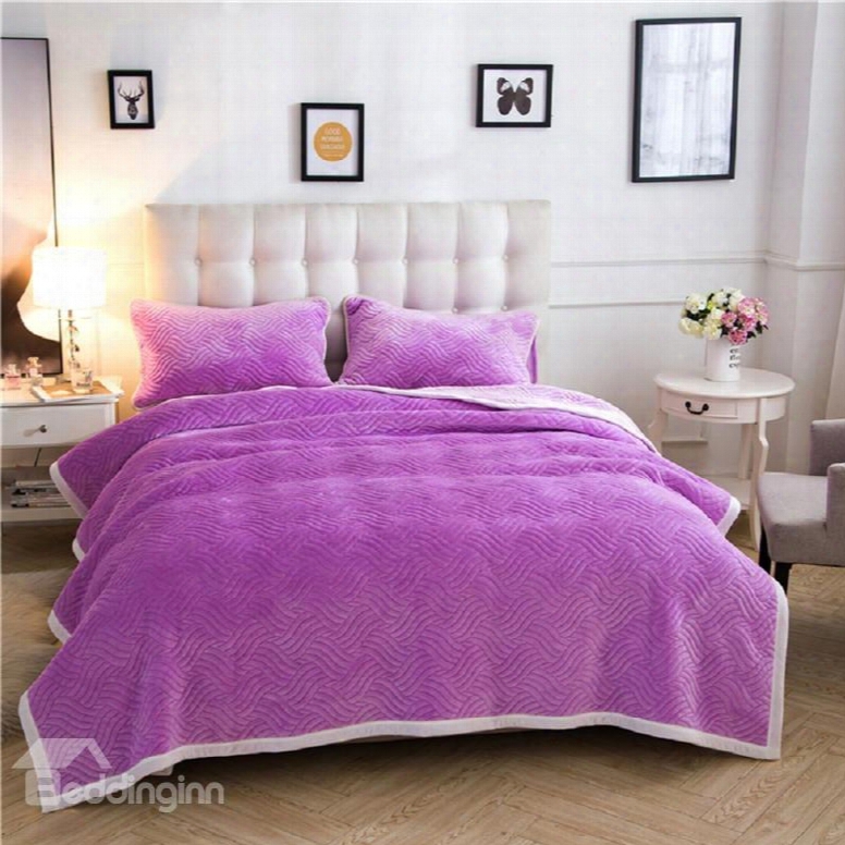 Solid Bright Purple Knot Pattern Super Warm Fluffy Thick Bed Blanket