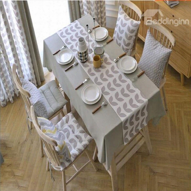 Solid Gray Color Polyester Cotton Elegant And Pastoral Style Hotel Table Cover