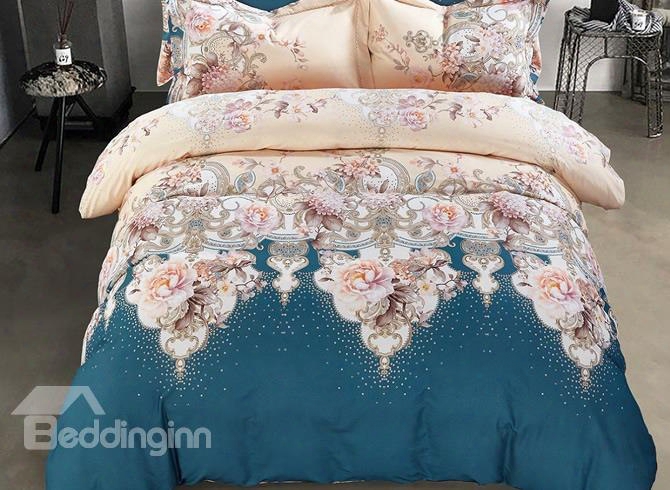 Splendid And Dreamy Peonies Blooming Pattern Cotton 4-piece Bedding Sets/duvet Cover