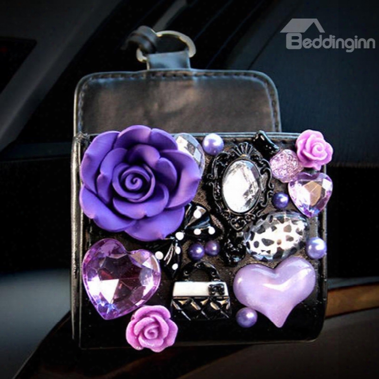 Super Charming Purple Small Floral Model Design Popular Car Outlet Storage Box Organizer