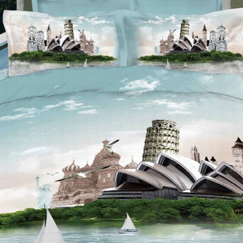 Stdney Opera House Print Cotton 2-piece Pillow Cases