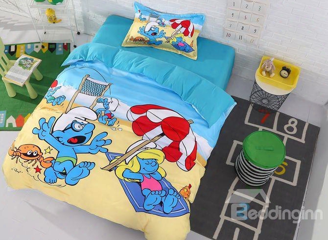 The Smurfs On The Beach Printed Twin 3-piece Kis Bedding Sets