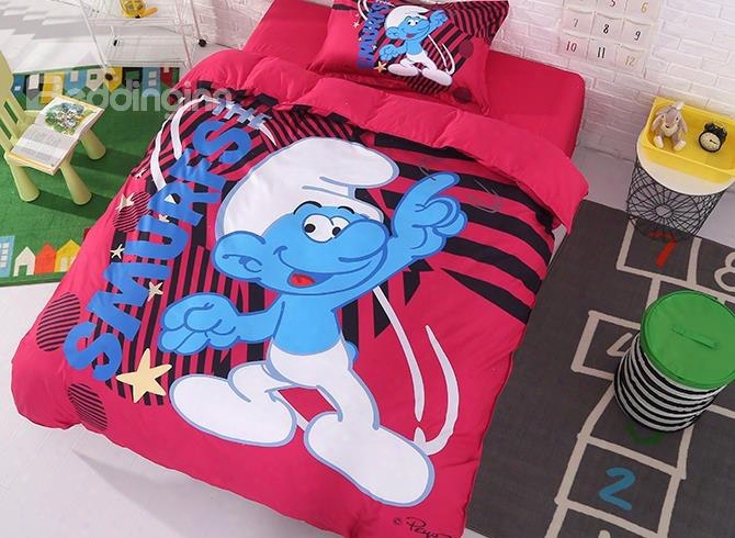 The Smurfs With Stars Printed Twin 3-piece Kids Bedding Sets/duvvet Covers