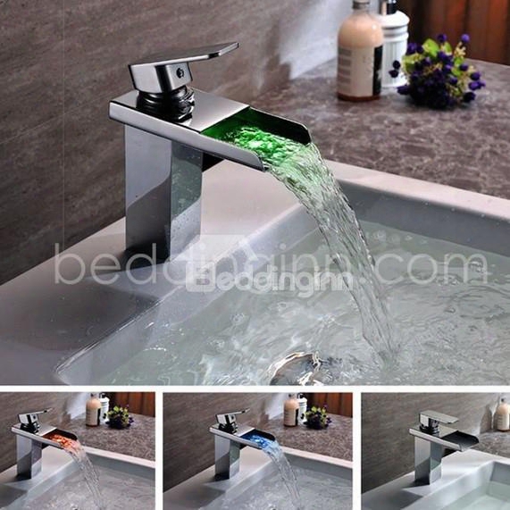 Three Color Changing By Temperature Widespread Waterfall Faucets