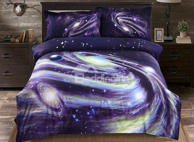 3d Galaxy Nebula Printed Polyester 4-piece Bedding Sets/duvet Covers