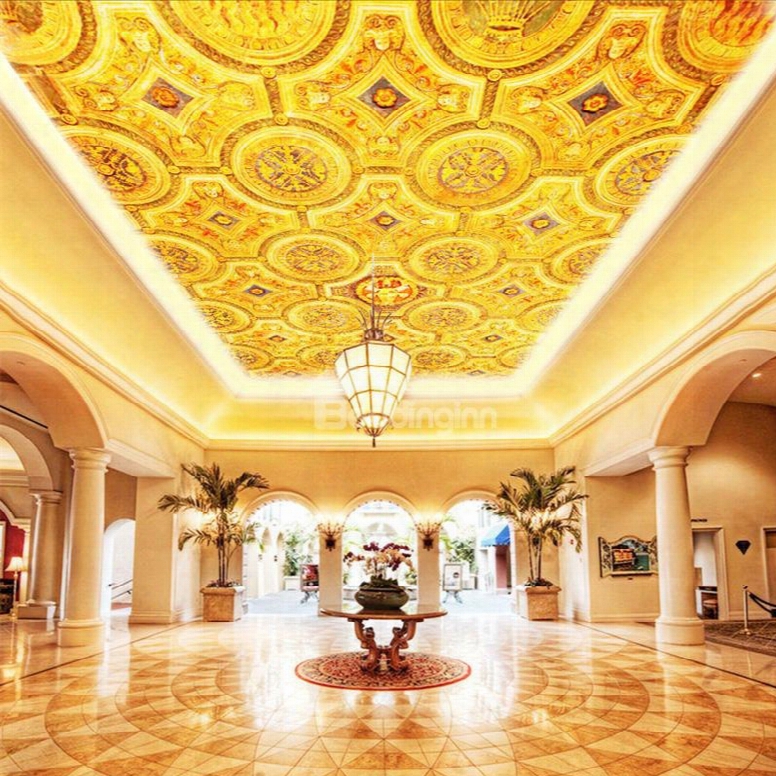 3d Golden Pvc Waterproof Sturdy Eco-friendly Self-adhesive Ceiling Murals