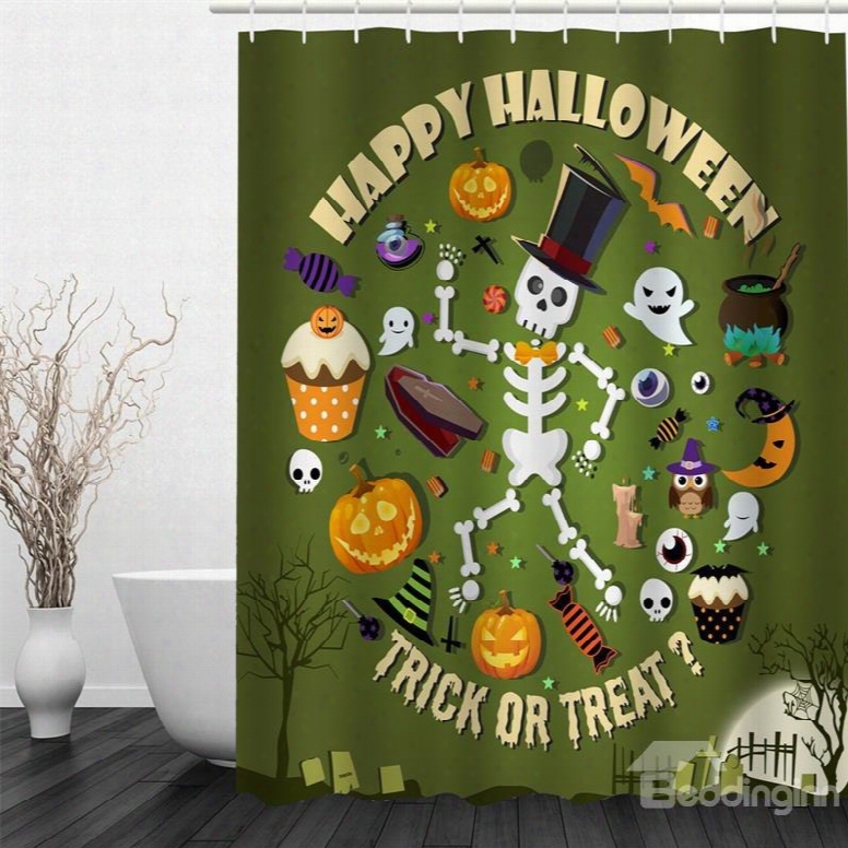 3d Halloween Cartoon Characters Polyester Waterproof Antibacterial And Eco-friendly Shower Curtain