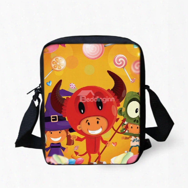 3d Halloween Overawe Pattern Messenger School Bag