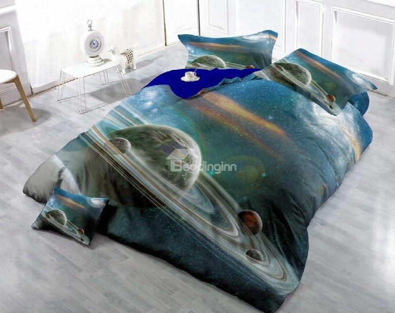 3d Interplanetary Orbit Printed Luxury Cotton 4-piece Bedding Sets/duvet Cover