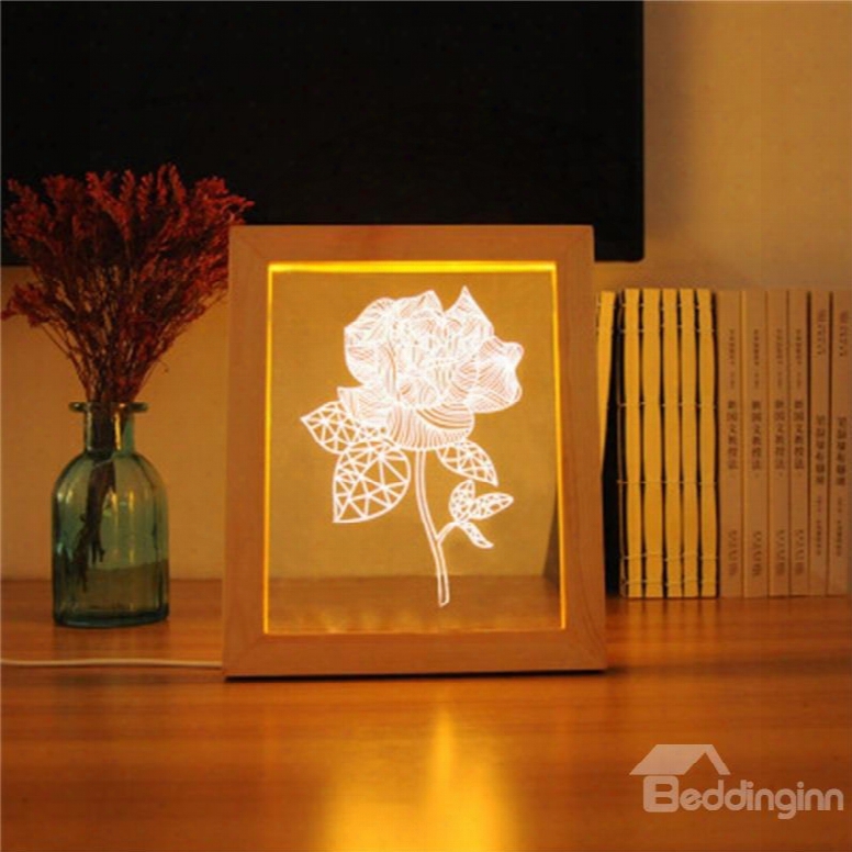 3d Usb Rose Modern And Creative Romantic Acrylic Led Light Night