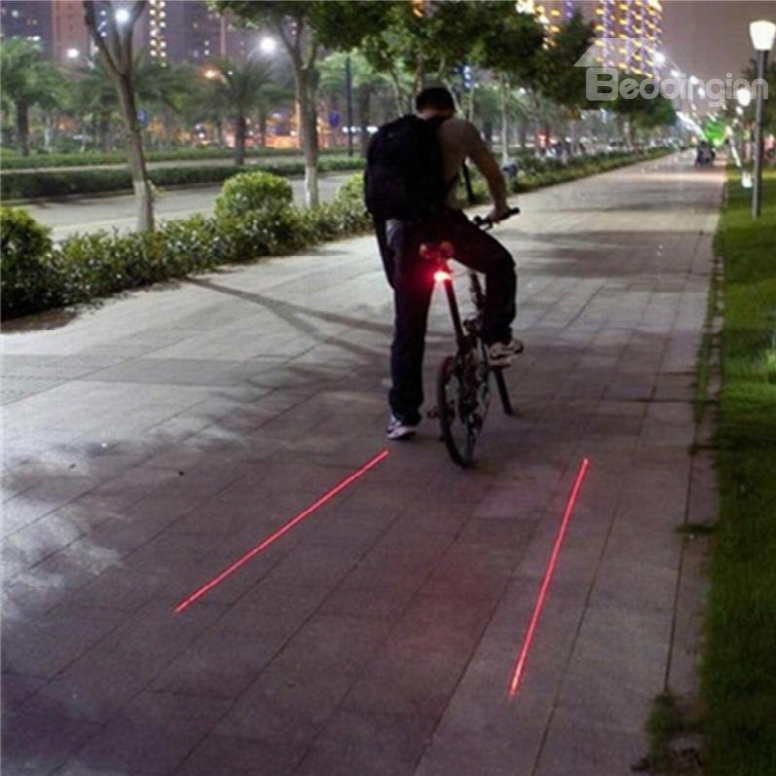 5 Led 2 Laser Beams Intelligent Bike Logo Safety Rear Tail Light Red Color